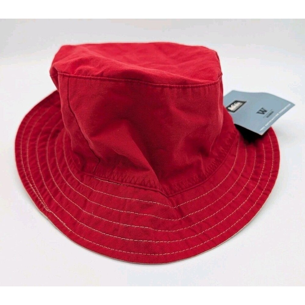 REI Women's L/XL Reversible Bucket Hat Red Khaki NWT Hiking, Gardening, Walking